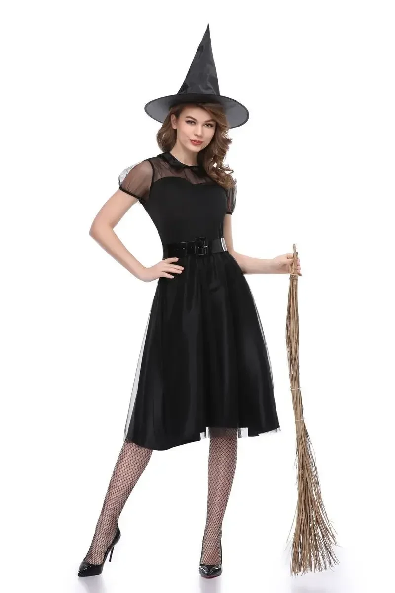 M-3XL Halloween Carnival Party Black Witch Costume Spellcaster Costumes For Women Adult Adulto Fantasia Dresses