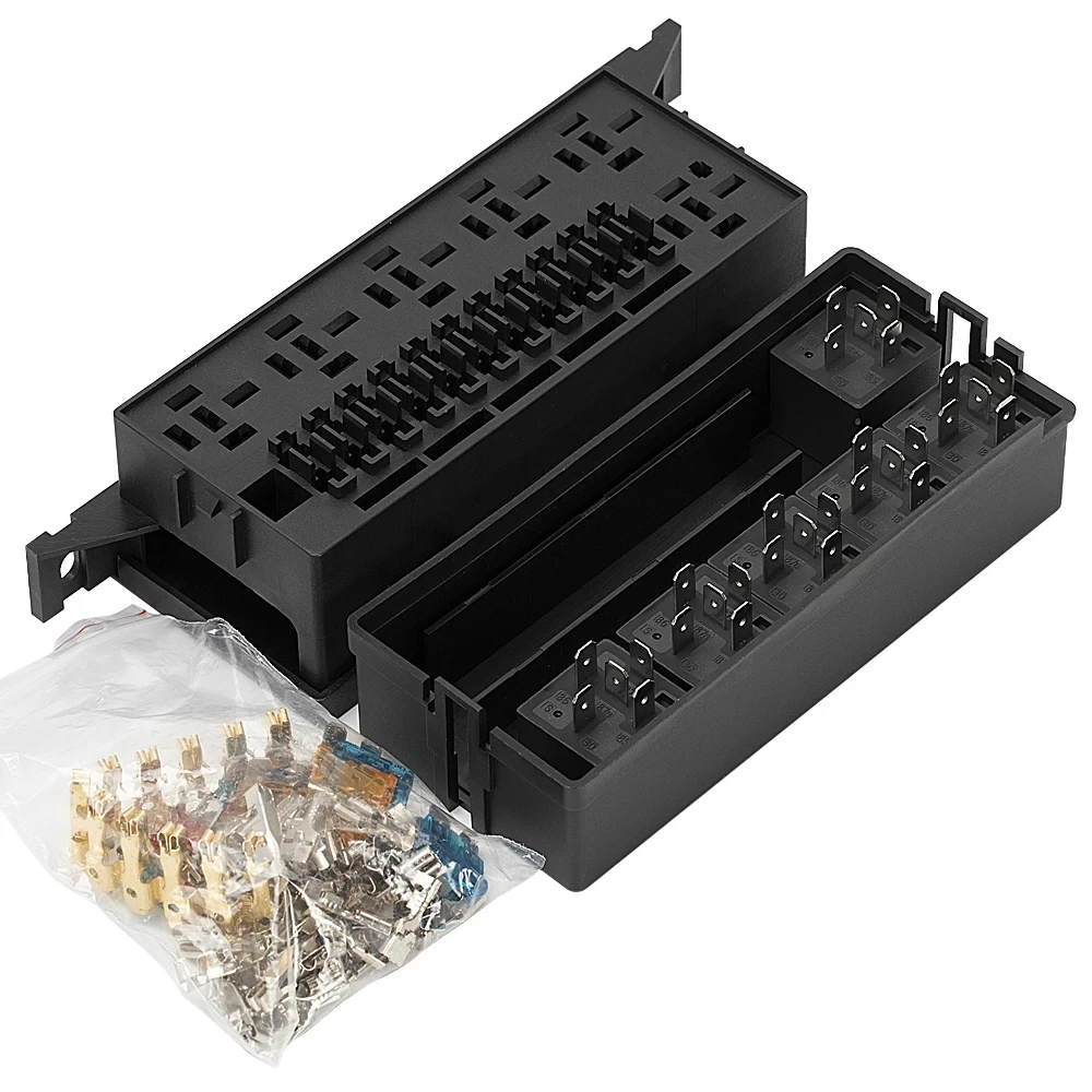 12V Auto 11 Way Fuse Relay Box Block With 5 Pin Relay and Fuses For Automotive Car Marine Truck Trailer Boat