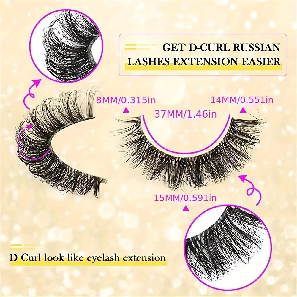 10 Pairs Hypoallergenic Dd Curl Slavic Volume False Eyelashes - Thick, Full Strip With Large 3D Curve For Dramatic Eye Makeup