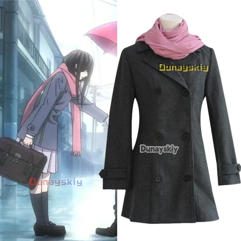 أنيمي نوراغامي تأثيري Hiyori Iki معطف الشتاء وشاح موحدة مجموعة كاملة زي النساء فتاة معطف اليومي وشاح دعوى الهالوين