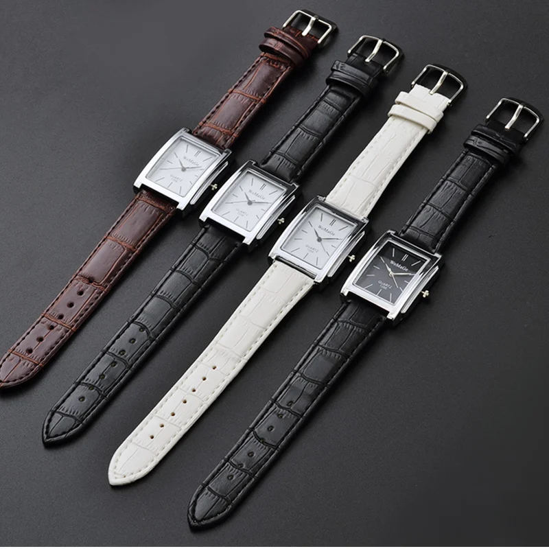 Men Square Watch Black White Case Leather Watch Band Woman Men Watches 2024 Top Brand Luxury Quartz Clock Montre Homme Vintage