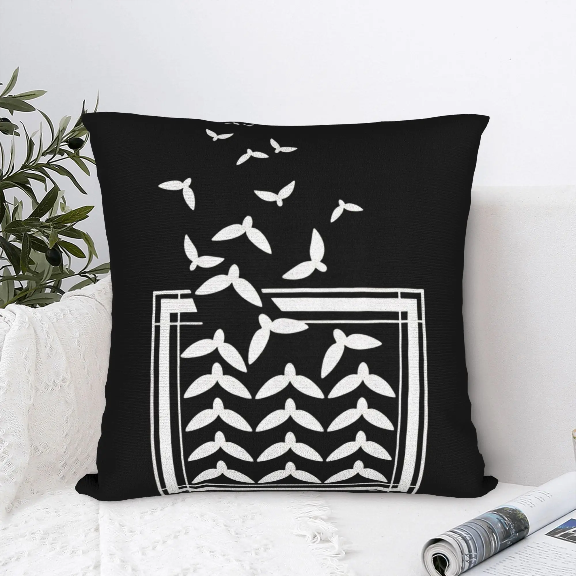 Freedom Dove-of-Peace Hatta Kufiya Pillowcase Printed Polyester Cushion Cover Decor Flying Birds Pillow Case Cover Sofa Zipper