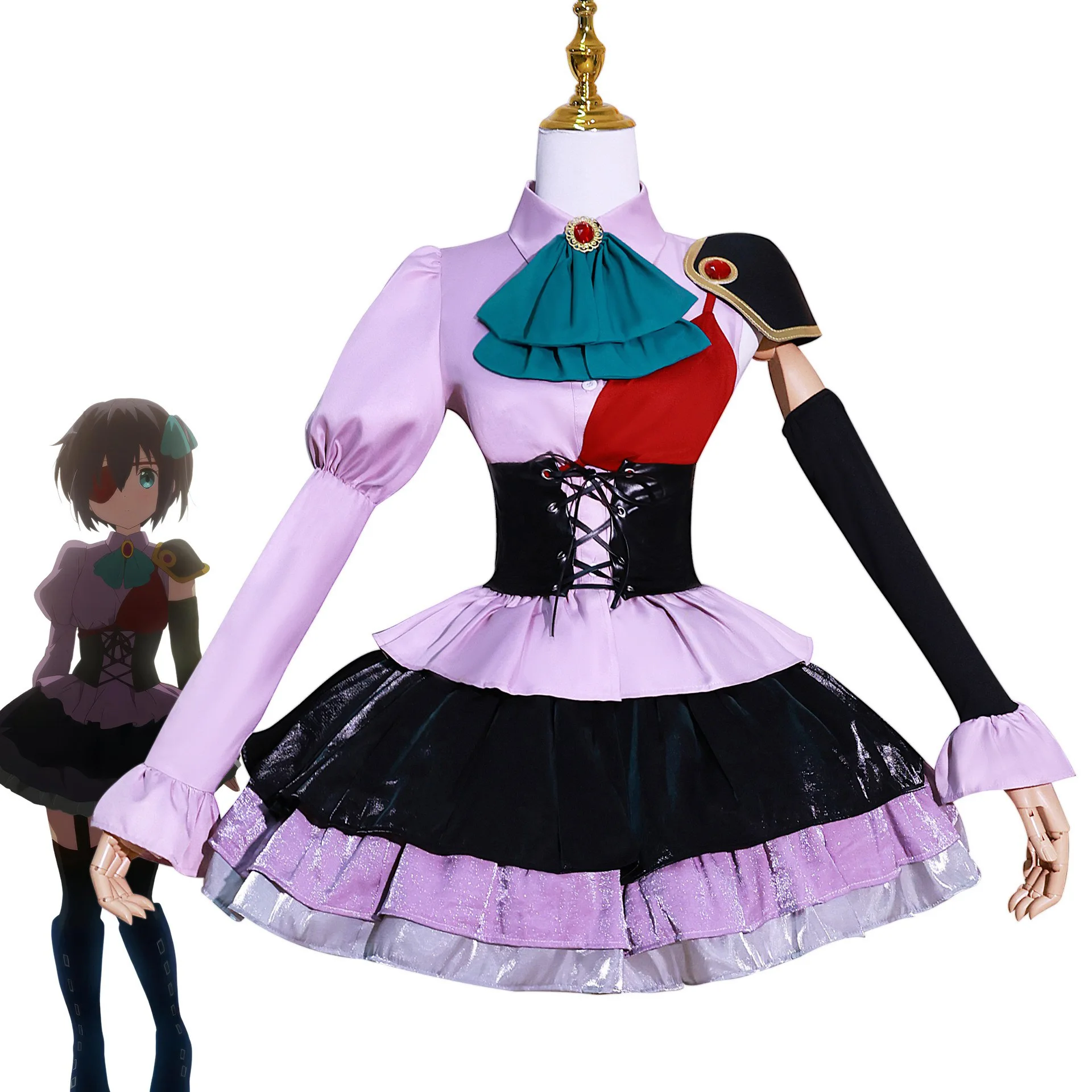 

Anime Love Chunibyo Other Delusions Takanashi Rikka Cosplay Costume Wig Shoes Women Girls Cute Party Dress Uniform Suit Outfit