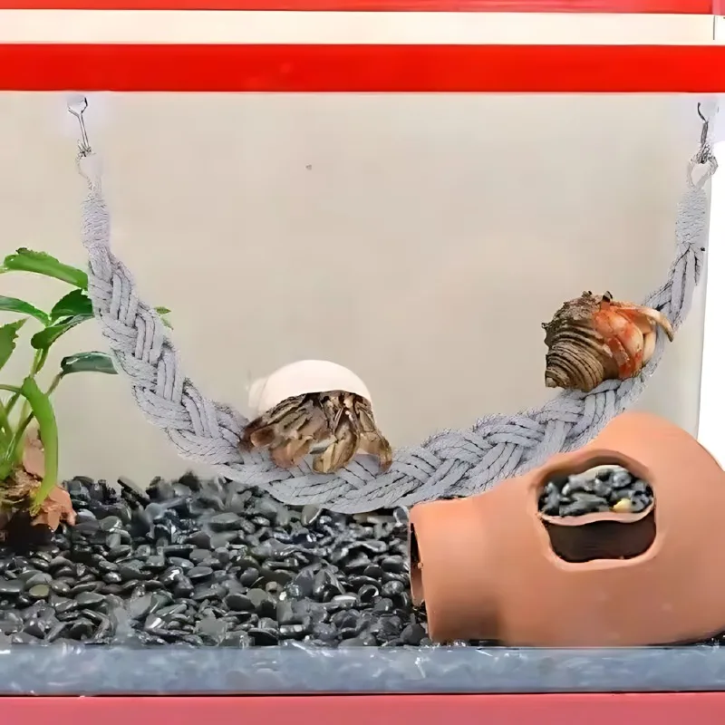 Jaszczurki hamak krab pustelnik hamak wspinaczka jaszczurka leżak wspinaczka huśtawka pustelnik krab wspinaczka juta liny drabina gad zabawki — zdjęcie 7
