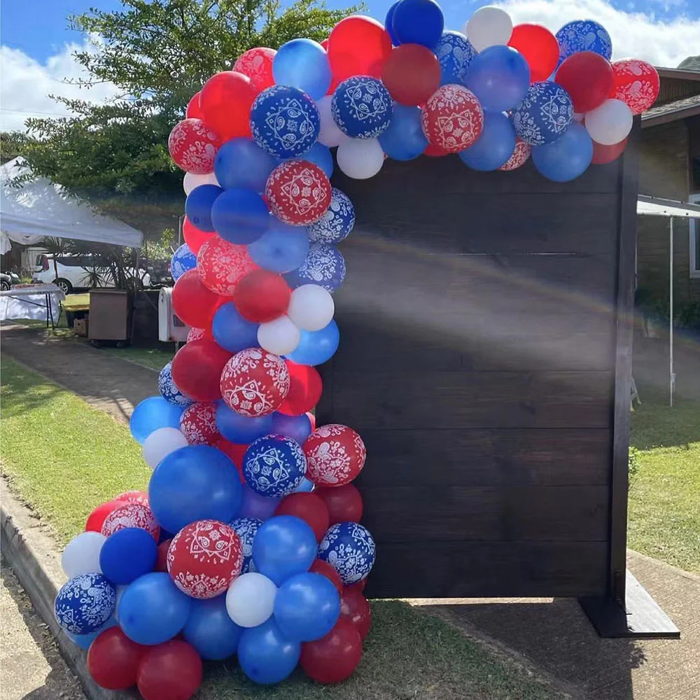 

112pcs Western Cowboy Bandana Balloon Garland Arch New Dark Blue Red Latex Balloons for Western Cowboy Party Decorations