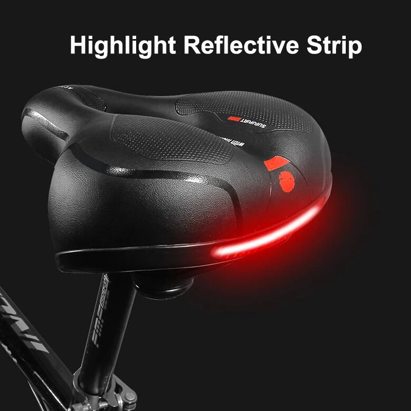 Bike Seat Bicycle Saddle with Taillight Mountain Cushion Bicycle Big Butt Widened Soft Saddle Comfortable Seat Bike Accessories