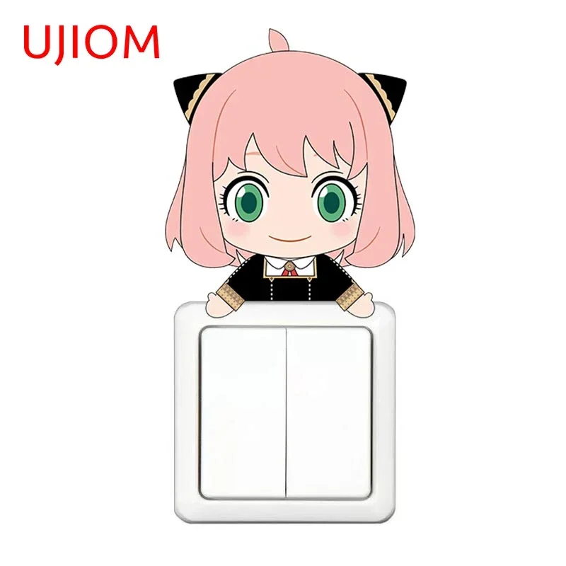 UJIOM 13cm X 12.9cm Anime Anya Forger Kawayi Peeker Wall Sticker Scratch-Proof Switch Decal Creativ Refrigerator Decorate