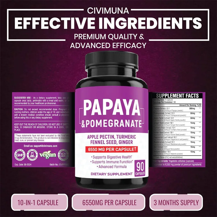 1 bottle papaya capsules to supplement nutrition beauty and beauty improve immunity enhance physical fitness promote metabolism