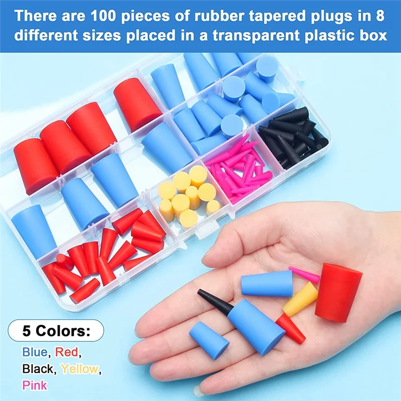 AT53 1 conjunto kit de plugue cônico de borracha de silicone kit de plugue cônico para plugues de furo, pintura, vedação