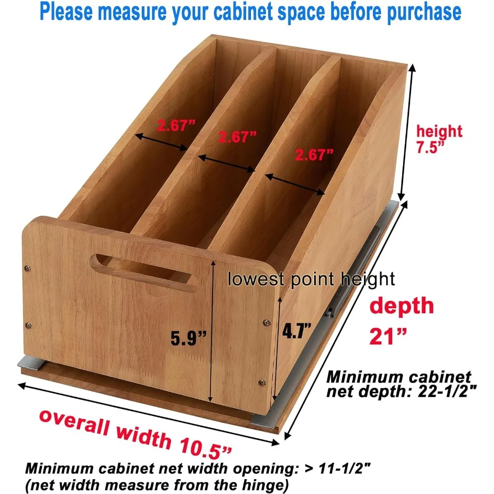 Pull Out Cabinet Organizer for Pans, Cookie Sheet, Bakeware, Cutting Board, Slide Out Kitchen Cabinet Storage Organizer Rack