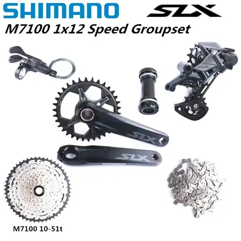 SHIMANO SLX M7100 Gruppo 170mm 175mm 32T 34T Gruppo 1x12 Velocità M7100 Shifter Deragliatore Posteriore Guarnitura Cassetta Micro Scanalatura