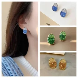 Fresh high-grade crystal stud earrings orange gradual change color earrings Internet celebrity light luxury fashion earrings