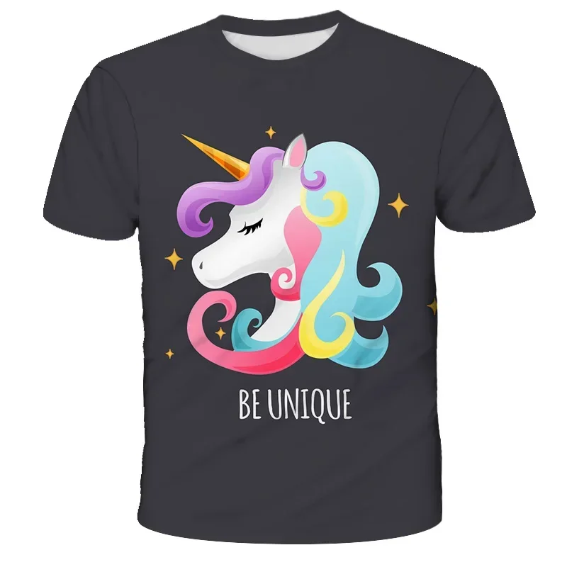 Cute Unicorn Kids Print Kid T-shirts Children Baby Harajuku Kawaii Clothes Boy Girl Tops Gift Present ,Drop Ship