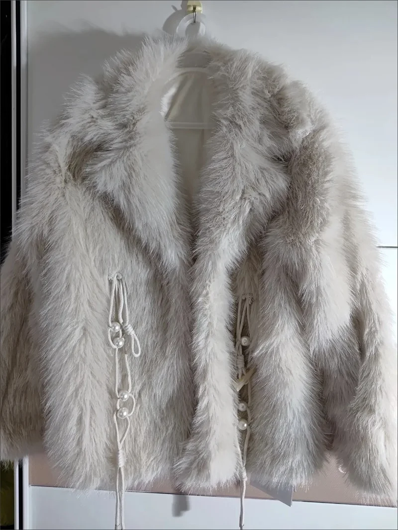 Fashion Fox Fur Coat Women's Faux Fur Overcoat Autumn Winter Long-sleeve Thicken Warm Short Jackets Streetwear Lady Loose Coats