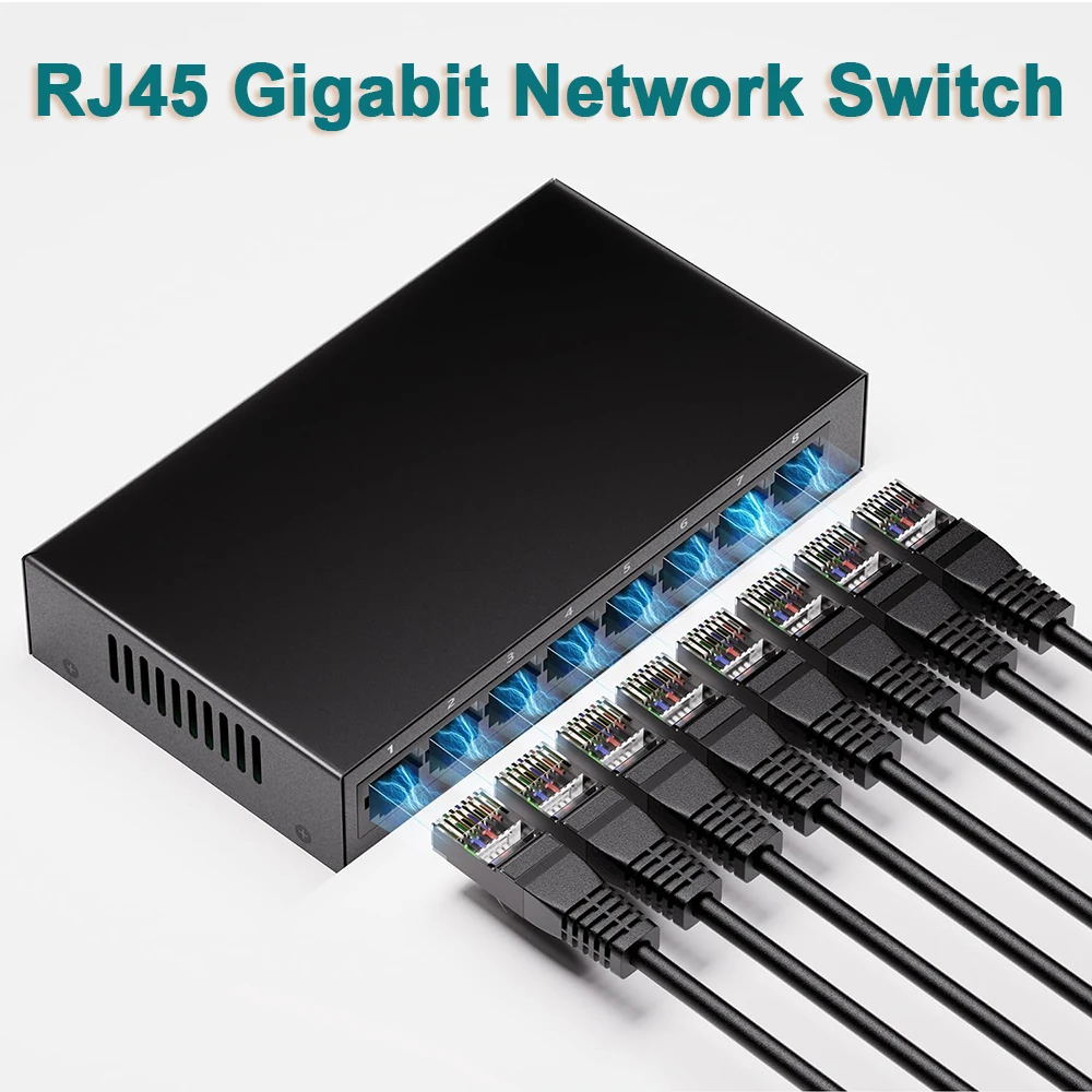 RJ45 5/8 Port Fast Ethernet Switch 10/100/1000Mbps High Quality Network Switch Ethernet Is Suitable for Office, Home, Printer