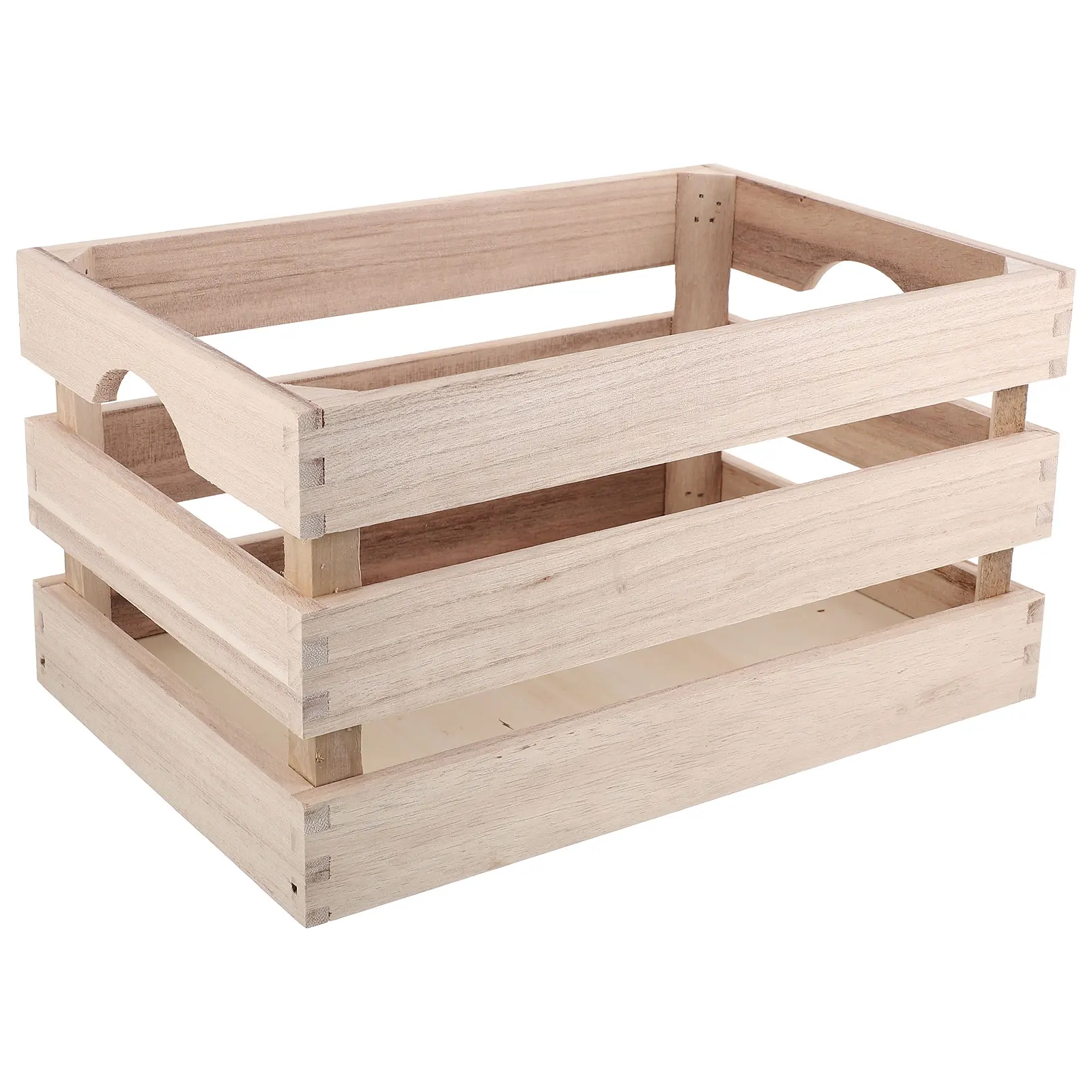 

Stackable Wooden Storage Box Fruit Basket for Organizer Office Desk Decor