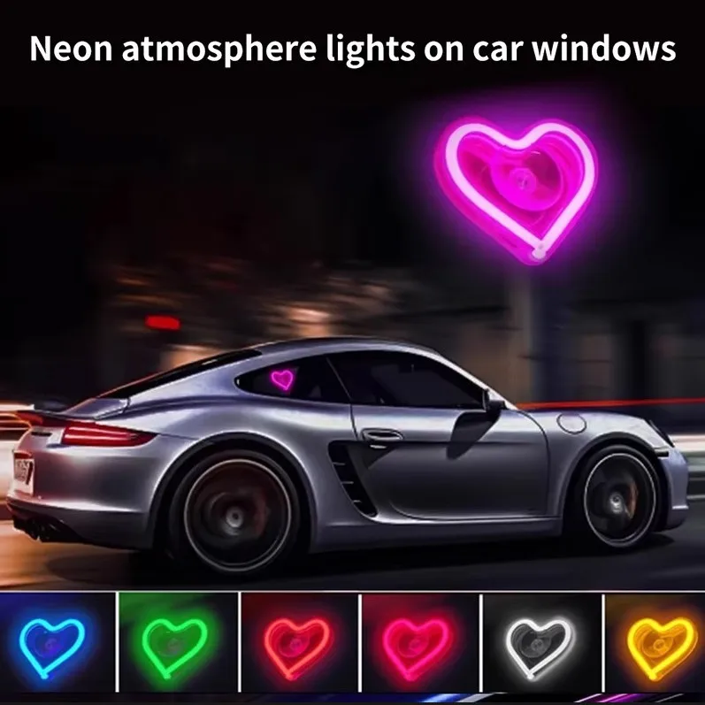 

car heart-shaped neon light led atmosphere light love atmosphere triangular window luminous LED interior decoration