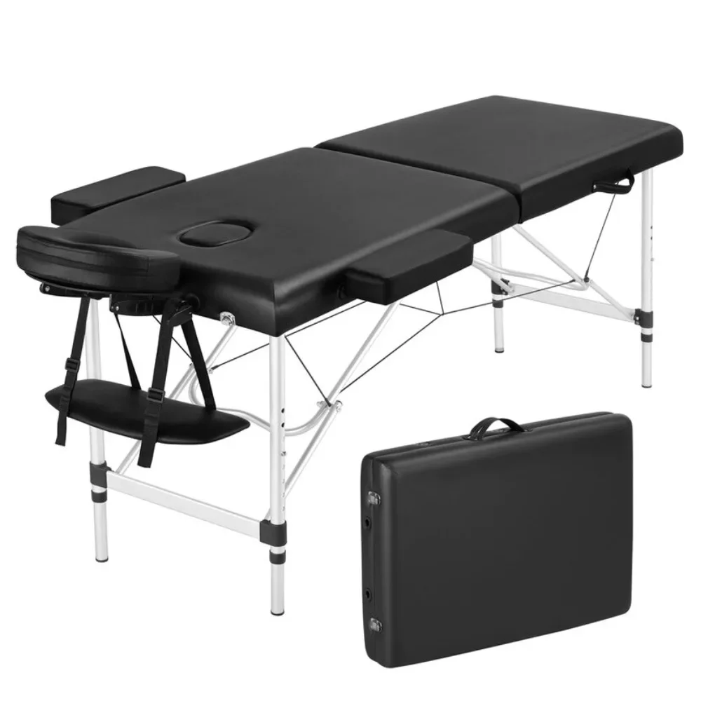 Hot Sale Adjustable Portable Aluminum 3 Section Folding Massage Table For SPA