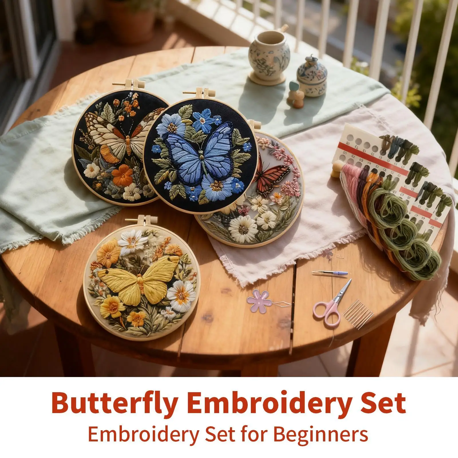 

Hand Embroidery Kit Butterfly Colorful Ornament Embroidery Kit With Pattern For School Project Learning Entertainment Practice