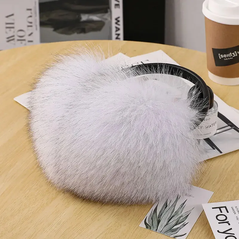 جديد وصول المرأة تقليد الثعلب الفراء غطاء للأذن أفخم حقيقية الثعلب الفراء غطاء للأذنين الشتاء سيدة كبيرة الكريات رقيق غطاء للأذنين الدافئة #4