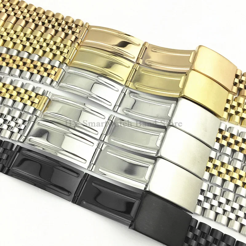 Metalowy pasek do zegarka z zakrzywionym końcem dla Rolex dla DATEJUST 13/17/18/2/21/22mm solidny pasek ze stali nierdzewnej do luksusowej bransoletki jubileuszowej