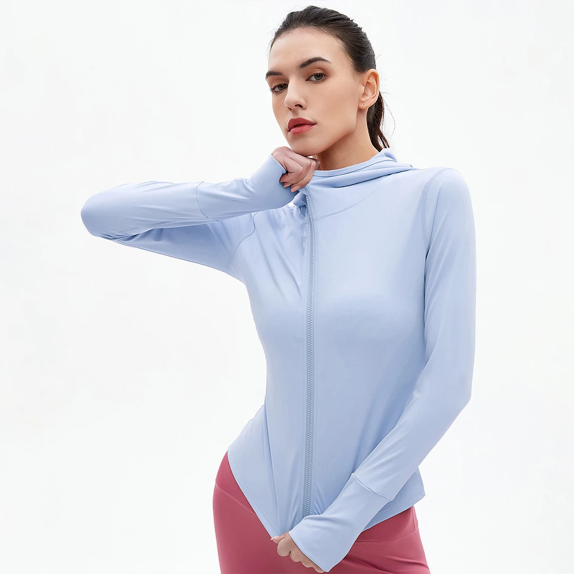 Summer quick drying sports jacket new breathable yoga jacket thin cycling hooded women\'s long sleeved yoga suit jacket