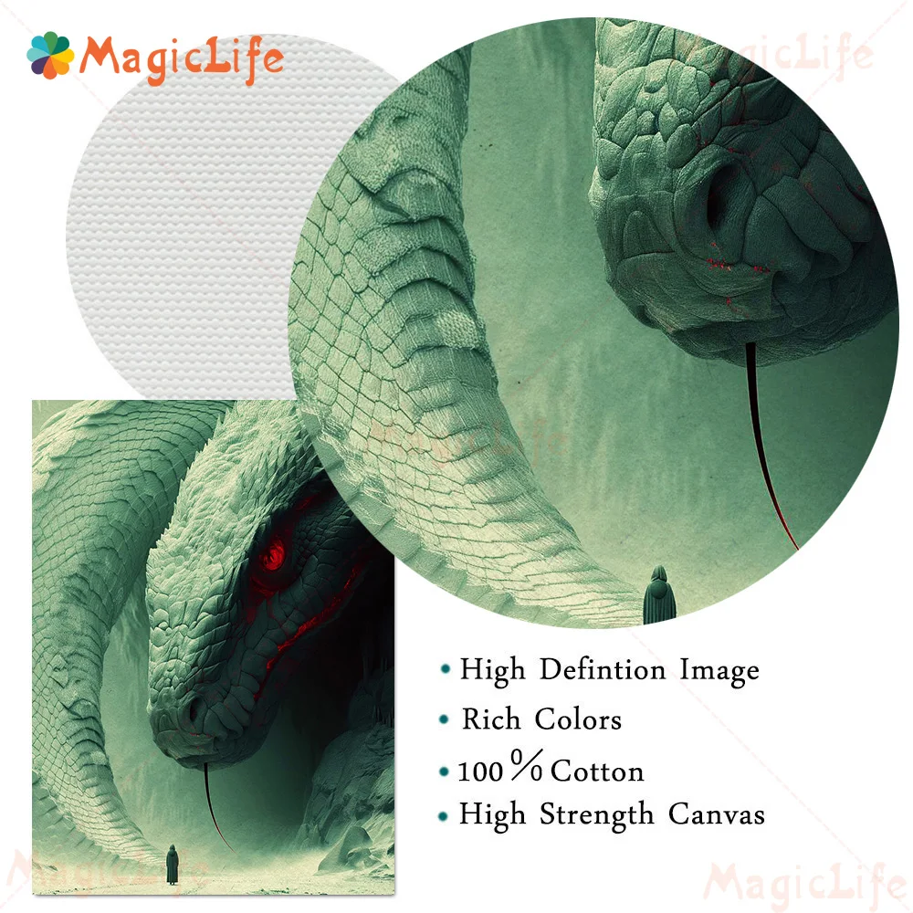 مجردة البرية بيثون ماجيك خرافة الملصقات جدار صور لغرفة المعيشة السحرية ملصق جدار الفن قماش اللوحة غير المؤطرة #2
