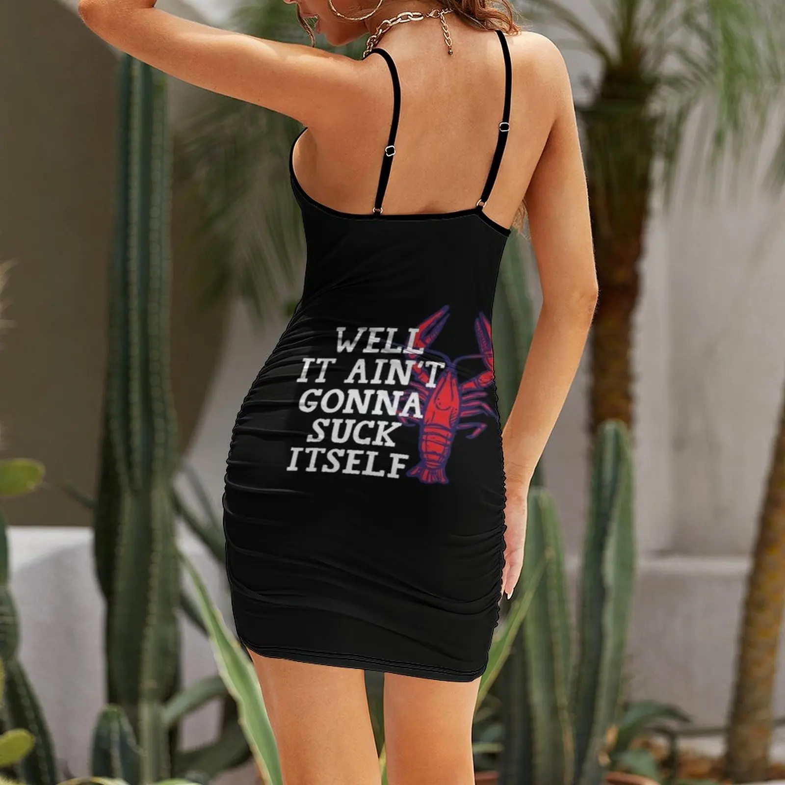 Nou Het Is Niet Zelf Zuigen Grappige Cajun Langoesten T-Shirt Sling Jurk Jurk Feestavond Elegante Luxe Celebrity Jurk