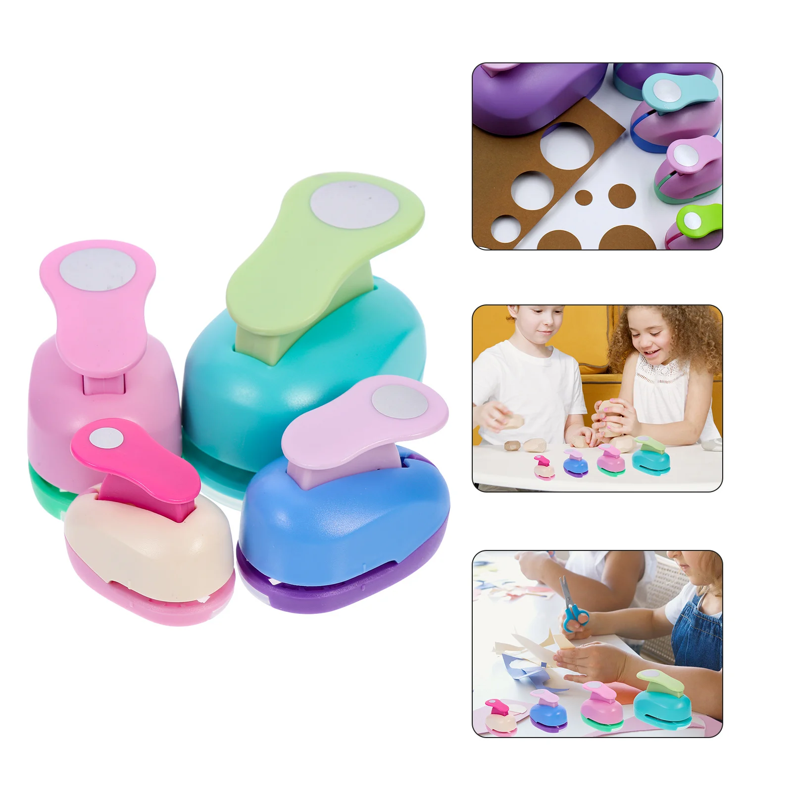 

4Pcs Circle Hole Punch Craft Making Paper Punch for Kids DIY Projects Gift Wrapping Labels Handmade Stationery Supplies