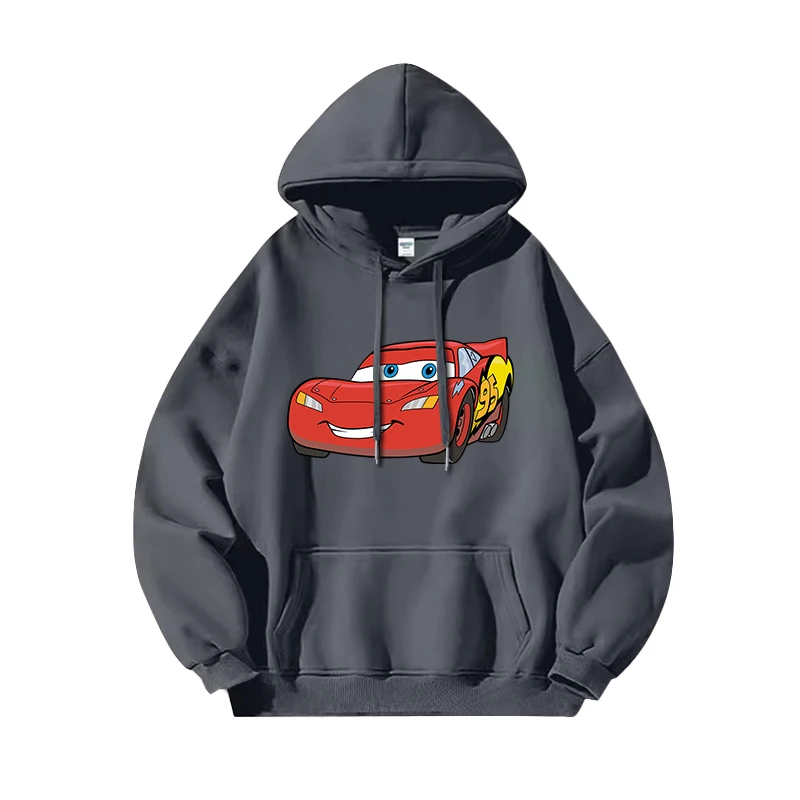 سترة بقلنسوة لسيارة سباق ديزني ماكوين للأطفال فضفاضة تناسب أزياء الخريف للأولاد ذات طابع كرتوني وتعاون أفلام السيارات