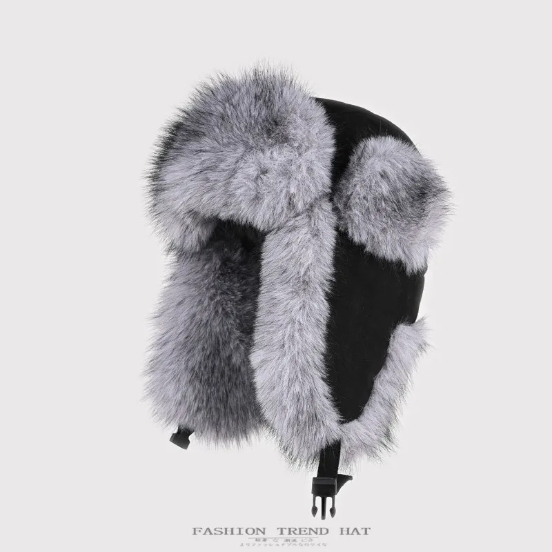 

Высококачественная зимняя шапка Lei Feng с имитацией лисьего волоса для мужчин и женщин, утолщенная теплая велосипедная защита ушей, российские шапки-бомберы