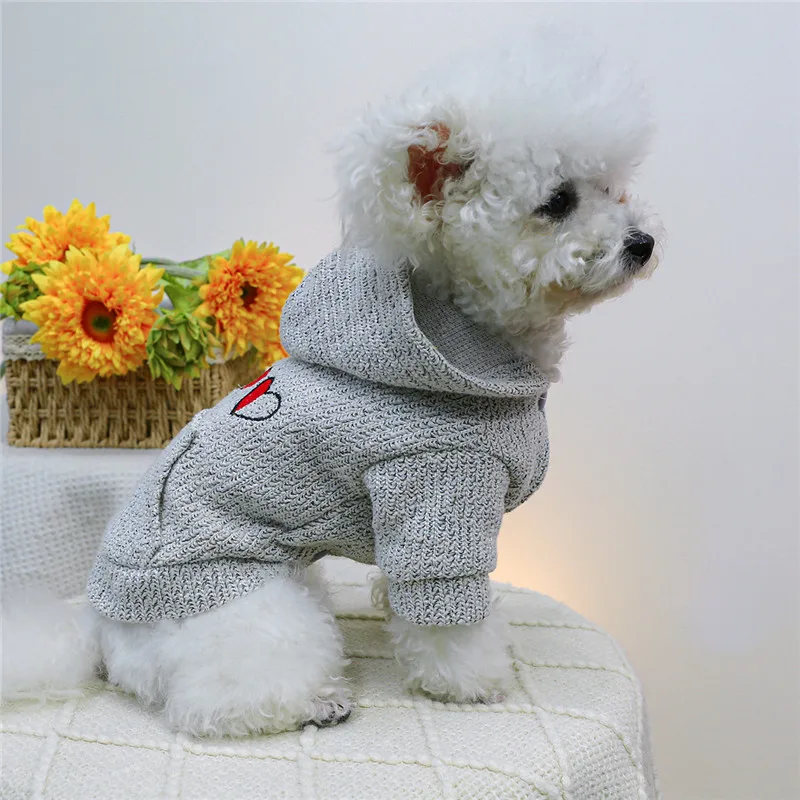 

Gray Hooded Coat for Dog Heart Pattern Pet Clothes Puppy Sweatshirt Coat Jacket for Small Medium Dogs Chihuahua York Apparels XL