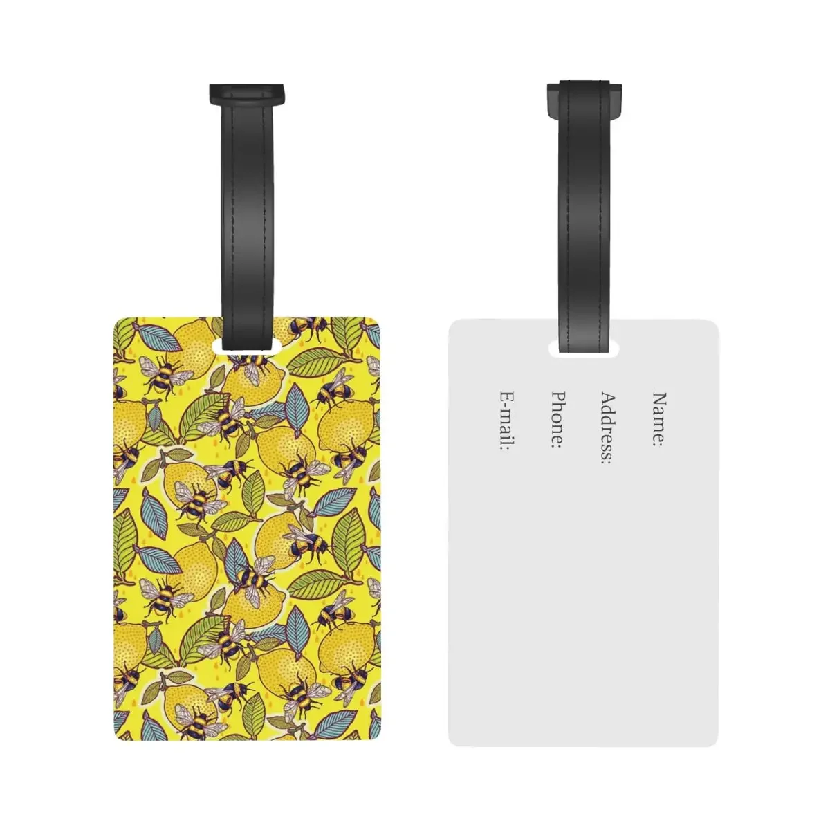 Yellow Lemon And Bee Garden Luggage Tags Suitcase Accessories Travel Baggage Boarding Tag Portable Label Holder ID Name Address