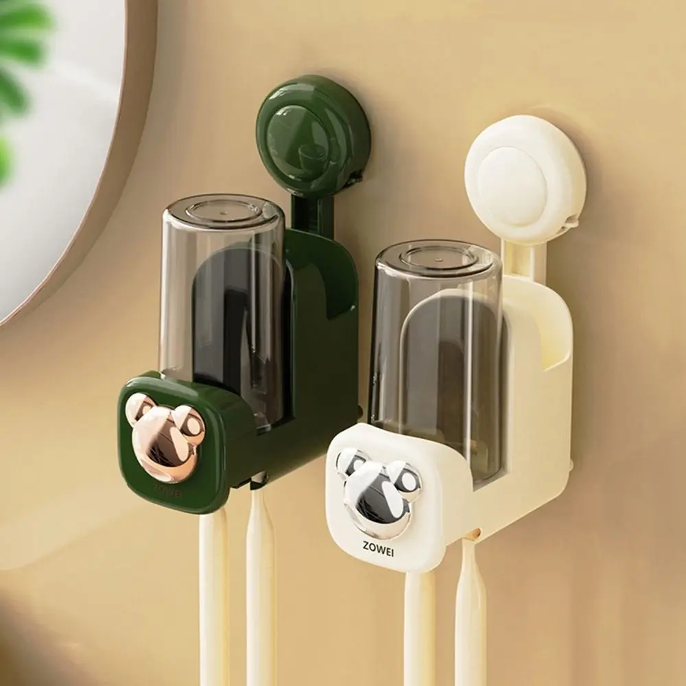 

Plastic Suction Cup Toothbrush Storage Rack Punch-free Draining Toothbrush Cup Holders Wall-mounted Wash Cups Brush Set