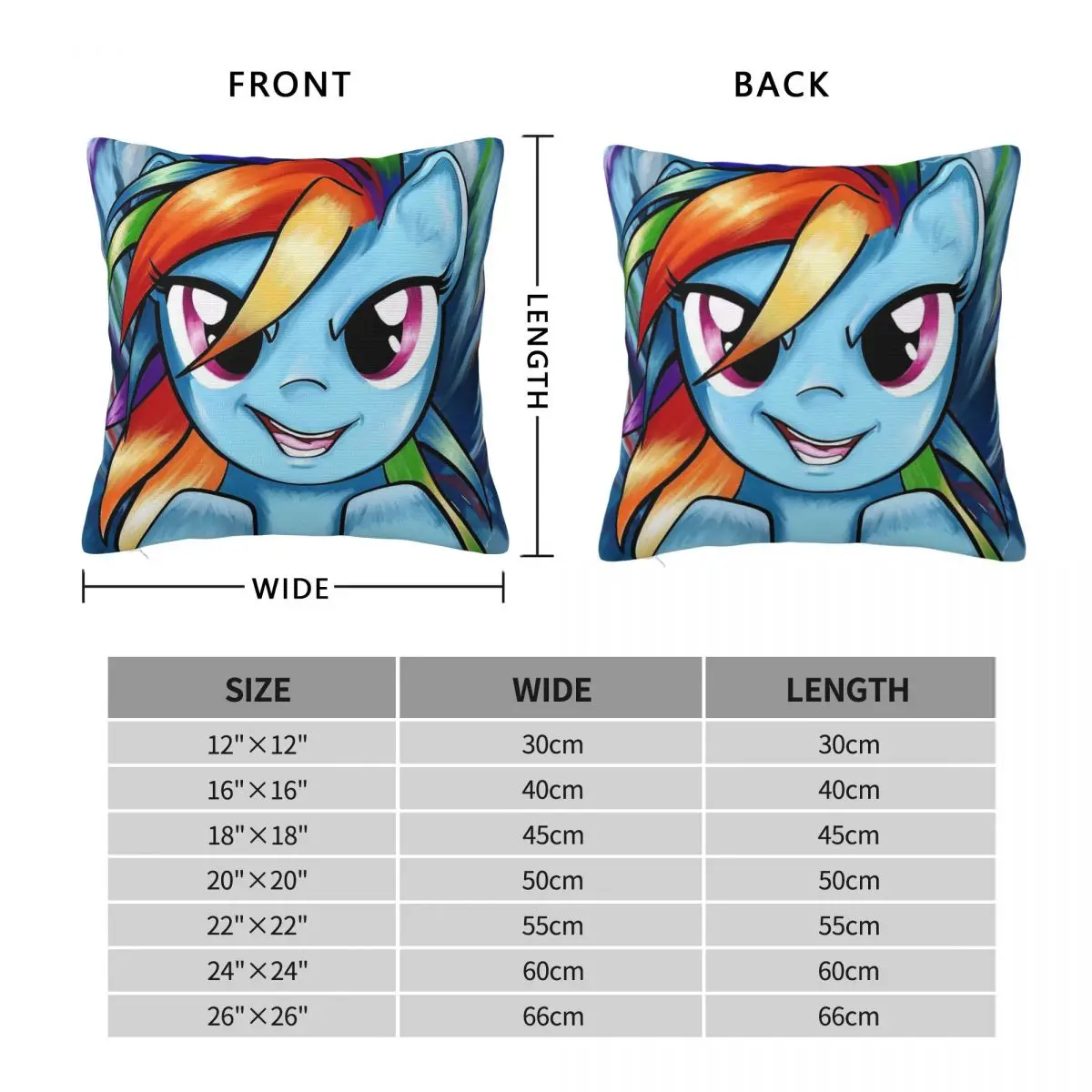 Rainbow Dash Square Pillowcase Polyester Linen Velvet Creative Zip Decorative Sofa Seater Cushion Case