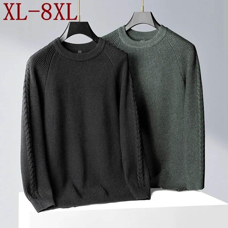 

8XL 7XL 6XL 2024 New Winter Thick Warm Casual Sweater Men Long Sleeve Loose Male Pullover Classic Coarse Wool Mens Jumpers