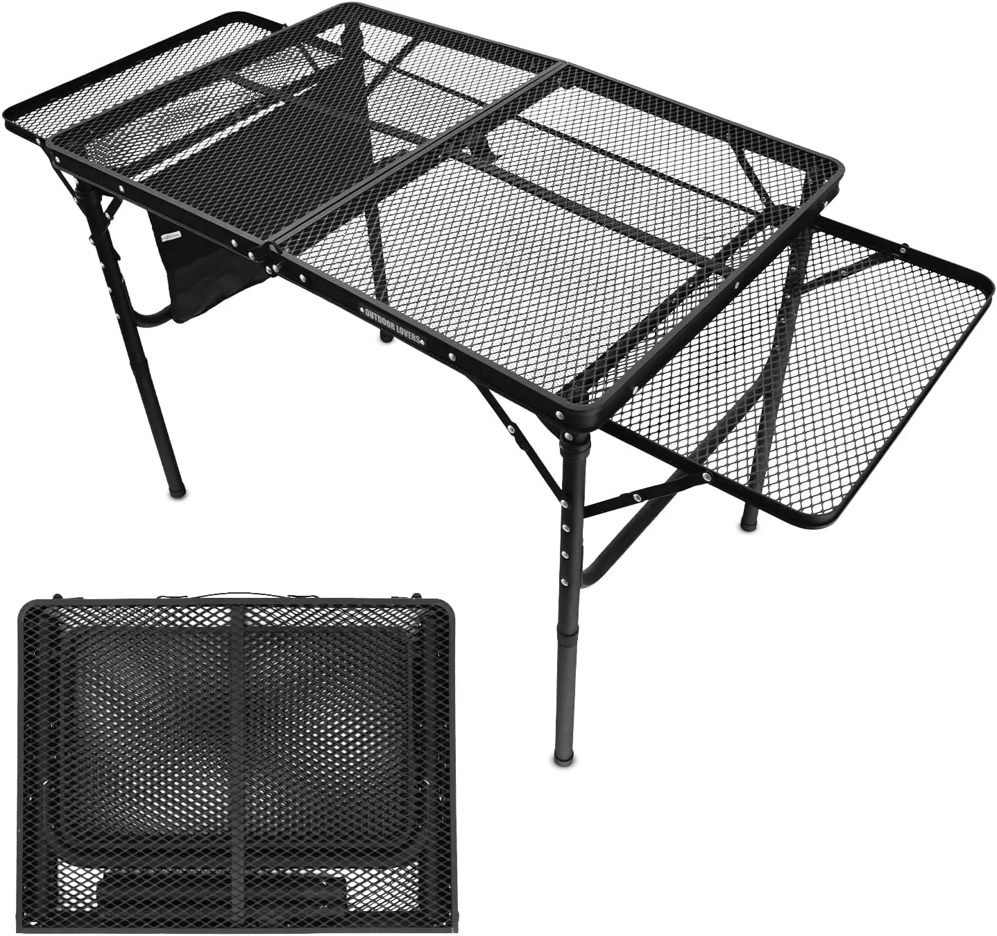 

Portable Folding Grill Table with Extension Boards - Supports 88 lbs, Ideal for Camping, Beach, BBQ & RV Use