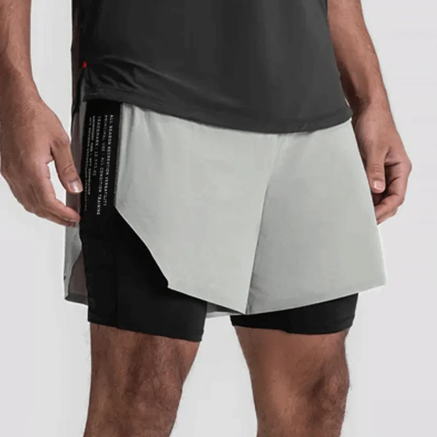 Men\'s 2 in 1 Gym Shorts Tights Sport Summer Quick Dry Jogger Basketball Short Pants Training Fitness Workout Running Bottoms