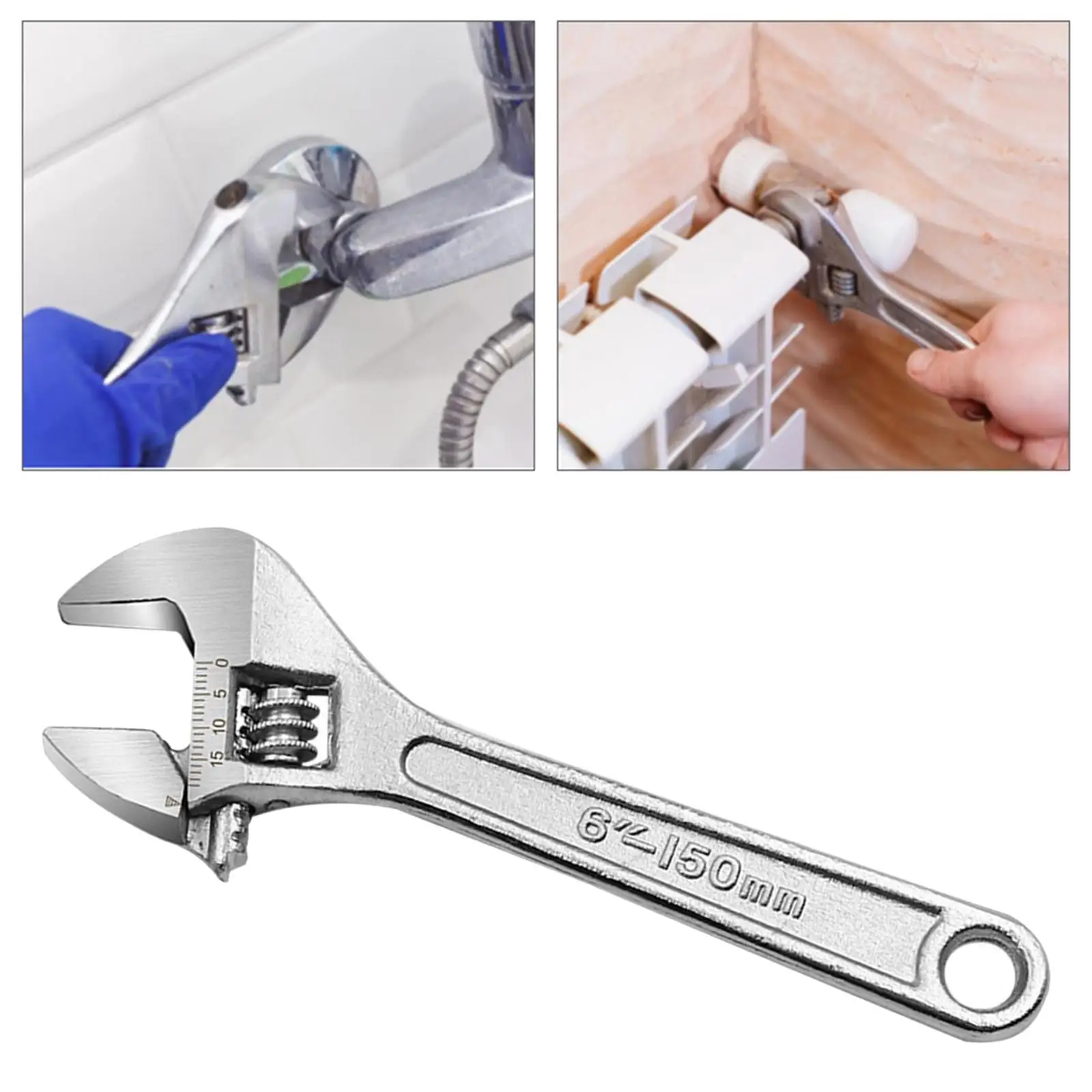 6 inch Adjustable Wrench with Long Handle Multifunctional Lightweight Reliable Ratchet Spanner Wrench for Plumbing Bike Plumber