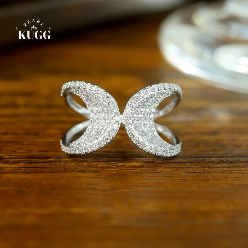 

KUGG 100% кольца из белого золота 18 карат, модный блестящий дизайн, 0,40 карата, обручальное кольцо с настоящим натуральным бриллиантом для женщин, ювелирные изделия для вечеринок