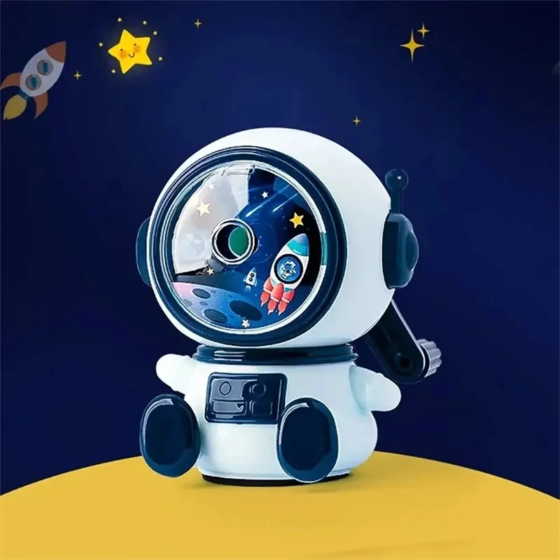 New 1PCS Cartoon Astronaut Penci Sharpener Third GearAdiustable Automatically Enters ead SharpenerHand-cranked Mechanical Tool