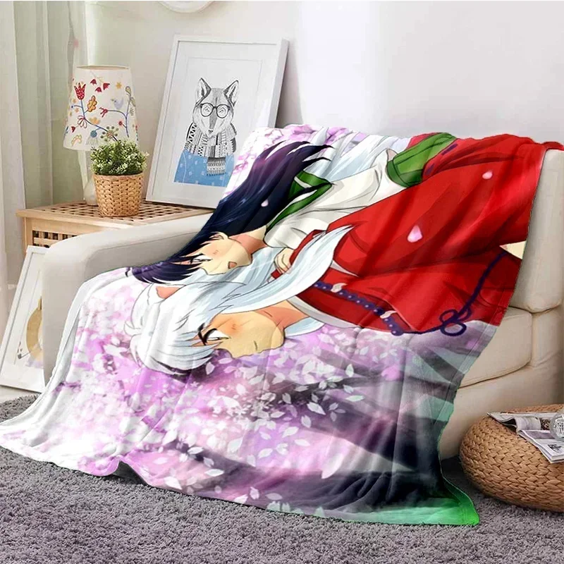 Manta fina de franela suave de Anime Inuyasha para cama, funda de sofá, colcha, regalo de refrigeración para picnic, decoración del hogar