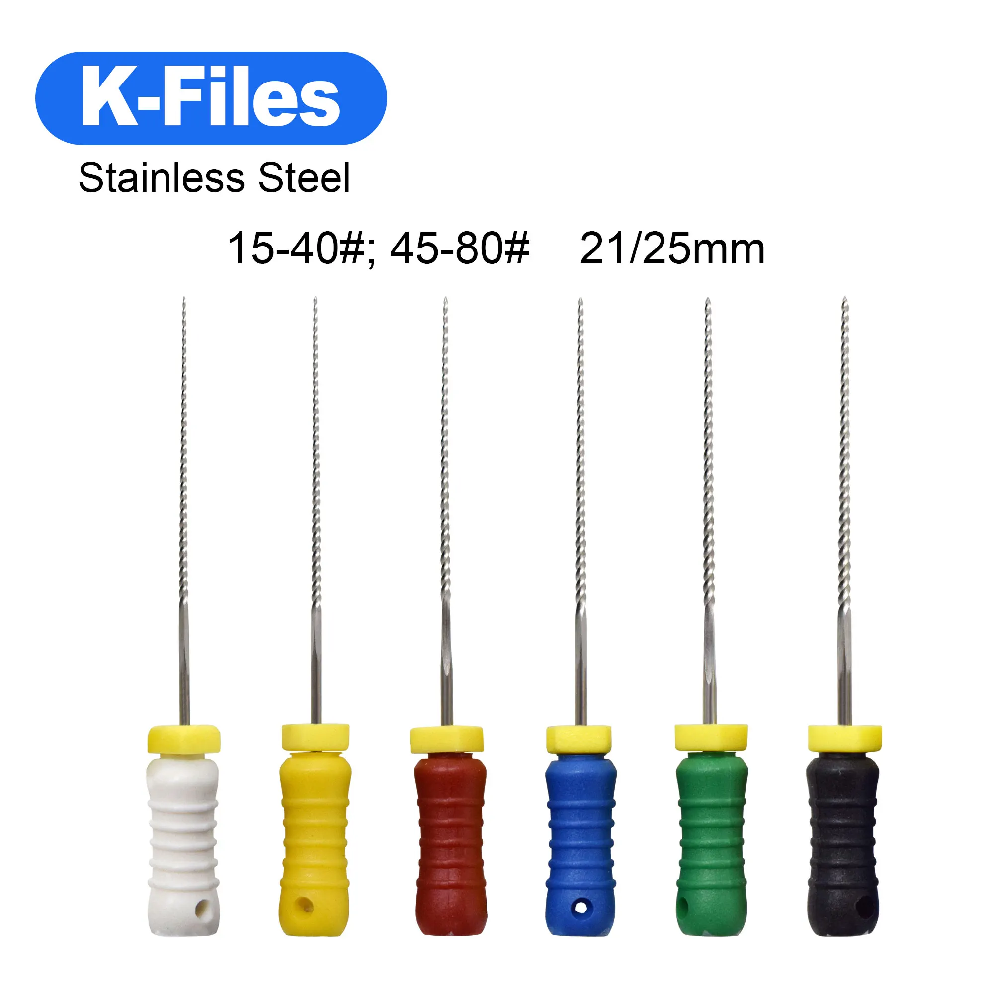 3Boxes Dental Root Canal File Stainless Steel K File Thread Design 21/25mm #15-40 #45-80 Hand Use Endo File Dentistry Instrument