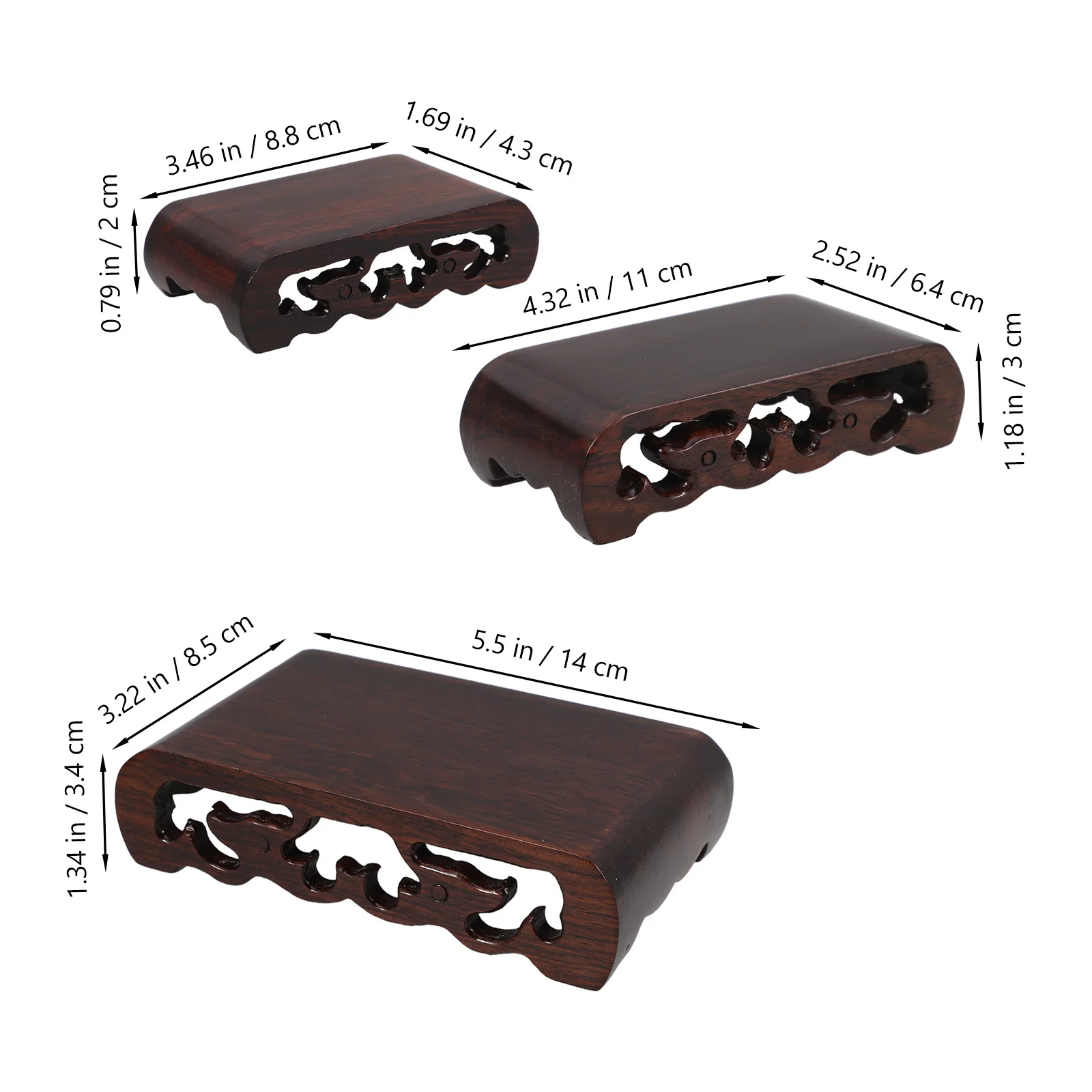 1 Set Rectangular Wooden Display Stand Solid Wood Chicken Wing Carved Base For Vase Bonsai Stone Trophy Pedestal Riser Decor