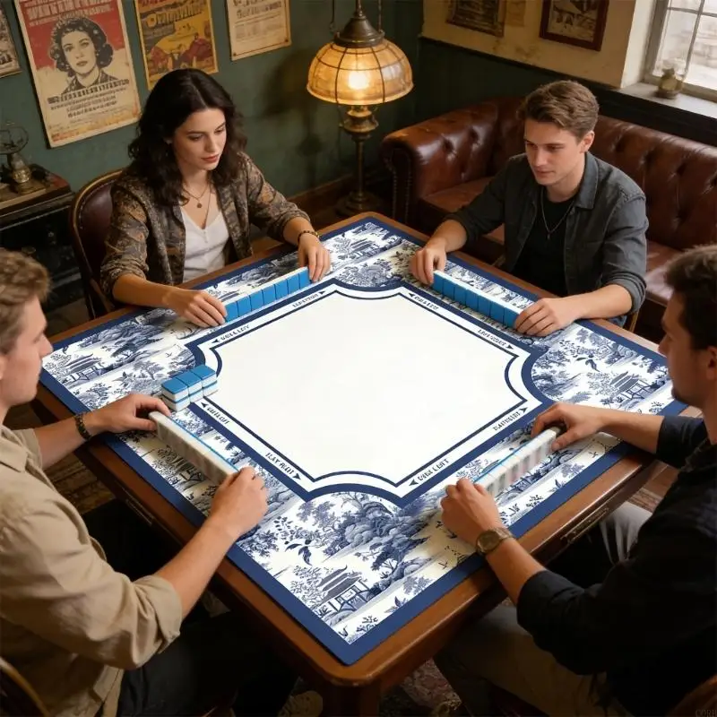 CORB Large 80cm Square Mahjong Game Mat Designed With Attractive Patterns And Strong Edging For Easy Card Movement view 5