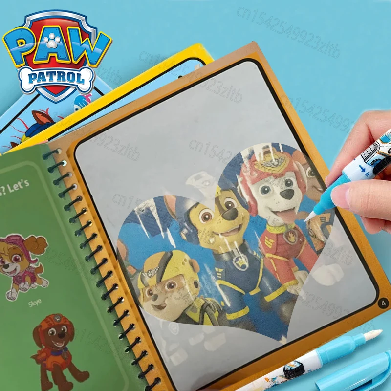 Original Paw Patrol Dog Water Painting Drawing Toys Graffiti Cartoon Figure Watercolour Magic Book for Boys Girls Birthday Gifts