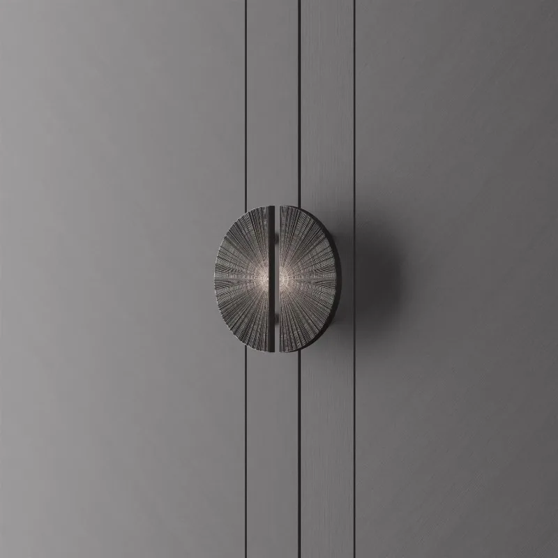 Modern Hotel Solid Wood Door Handle with Frameless Double Opening Glass Door Diameter 200mm Handle