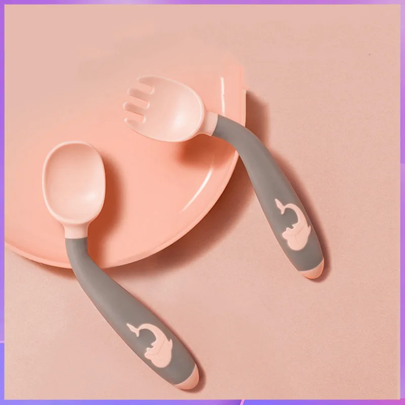 Baby food spoon/training spoon, twist fork/children's tableware learning to eat special training spoon feeding