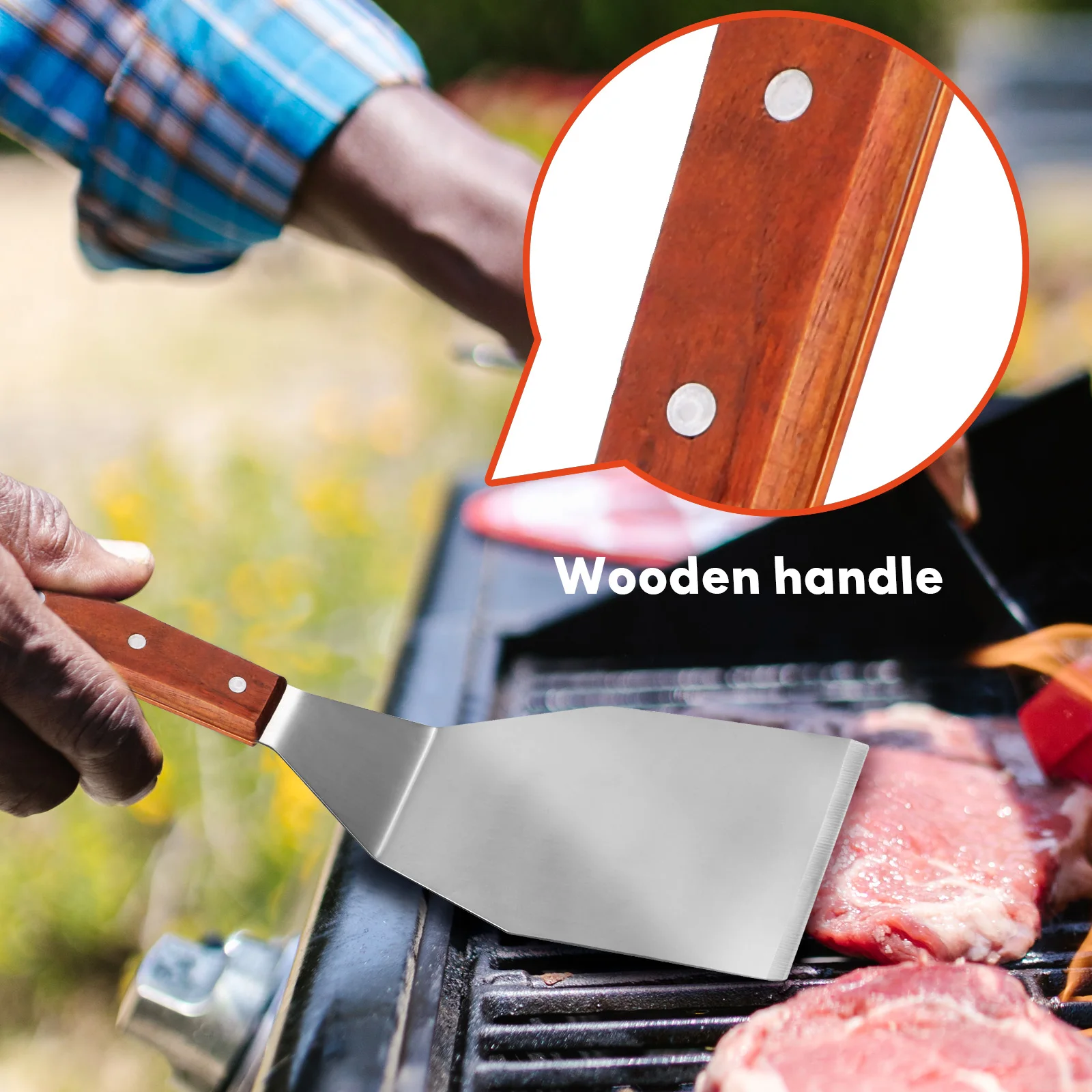 

2 Pcs Stainless Steel Frying Spatula Set Reliable Easy Cleaning Kitchen Tools Pancake Ladles Wok Griddle Accessories