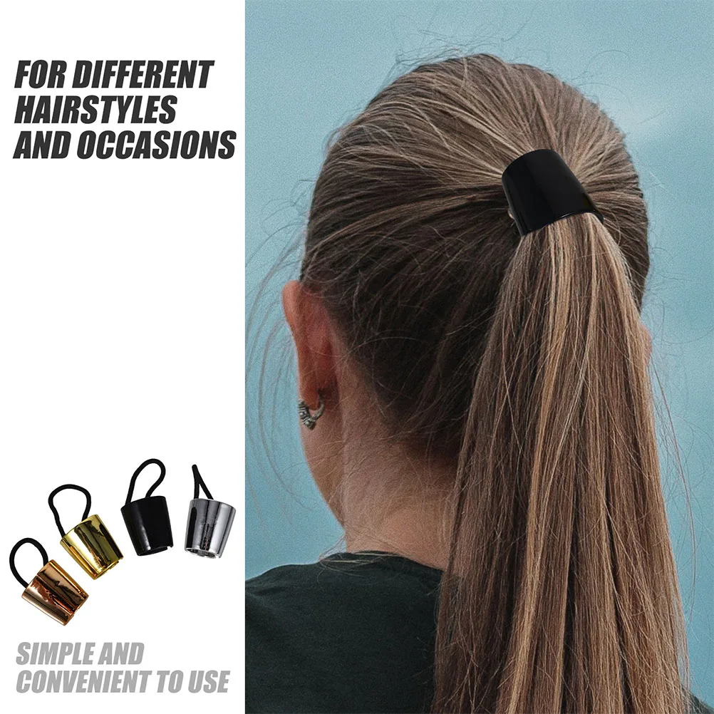

8 pcs Ponytail Ties Gold Silver Rose Hair Ties For Women Thin Hair Black Plastic Comfortable Anti Slip Hairstyle Accessories